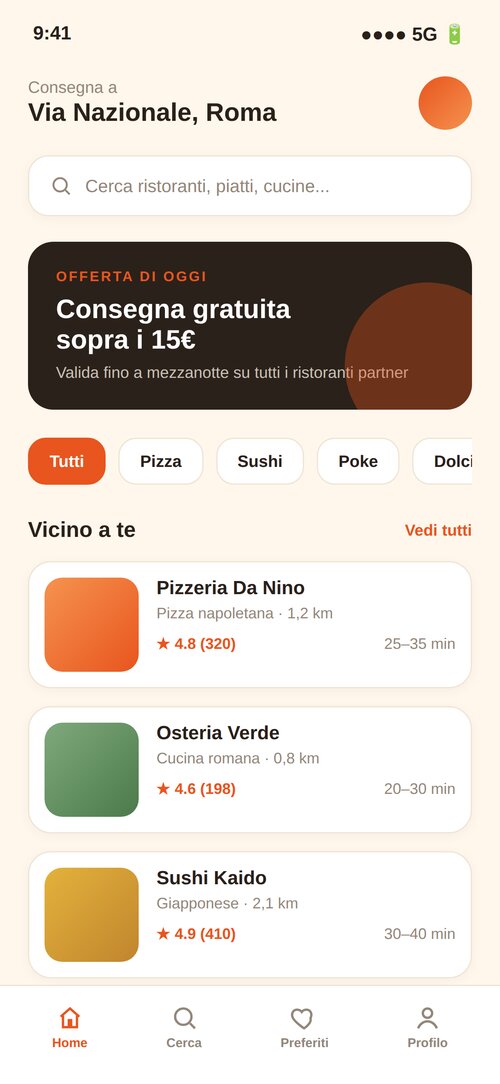 App food delivery Sfoglia